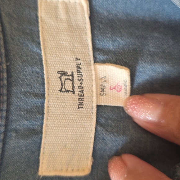 Thread & Supply Anthropologie Chambray Denim Pocket Shirt Dress Blue Small - Picture 5 of 7